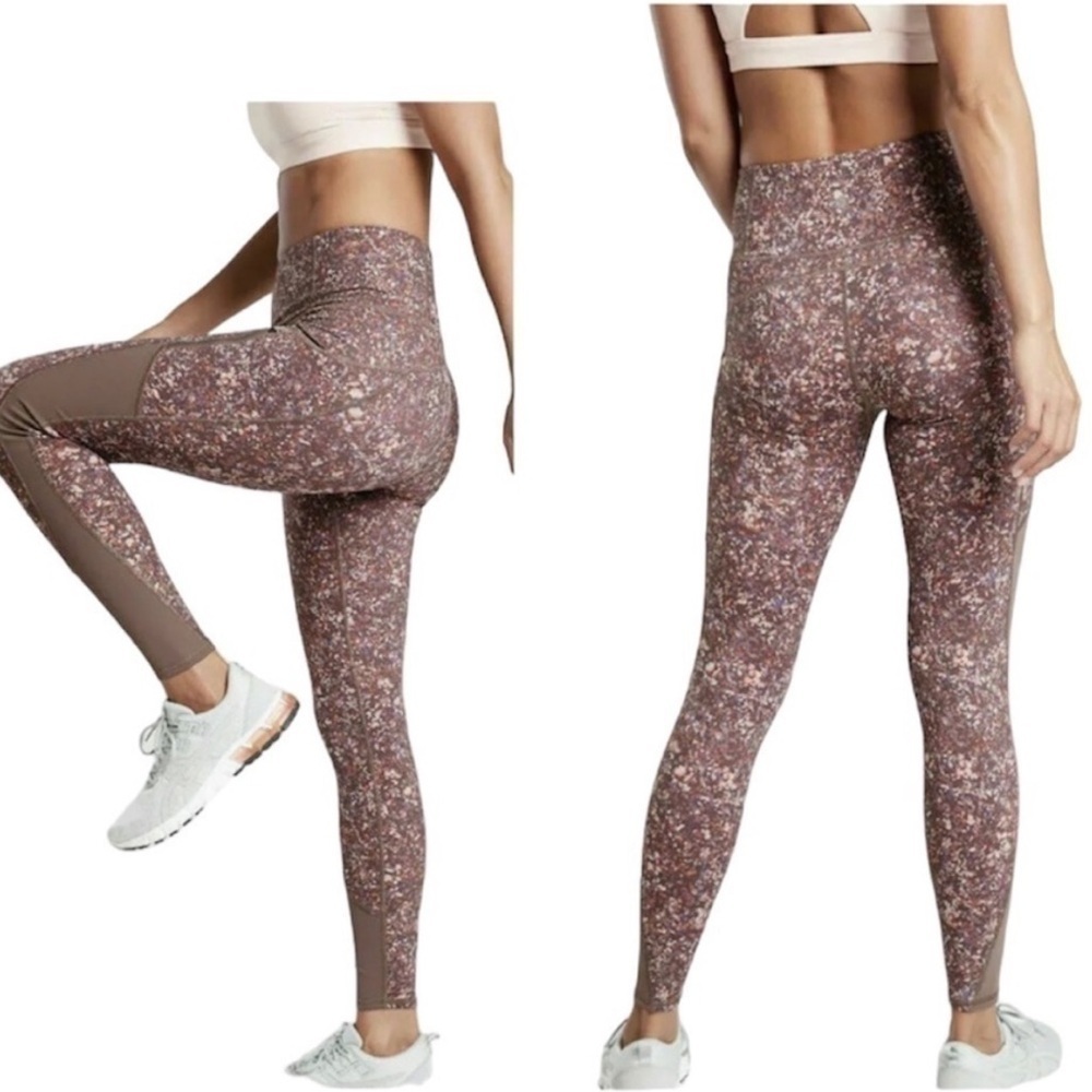 Athleta | Rainier Printed Mesh Leggings Size Large